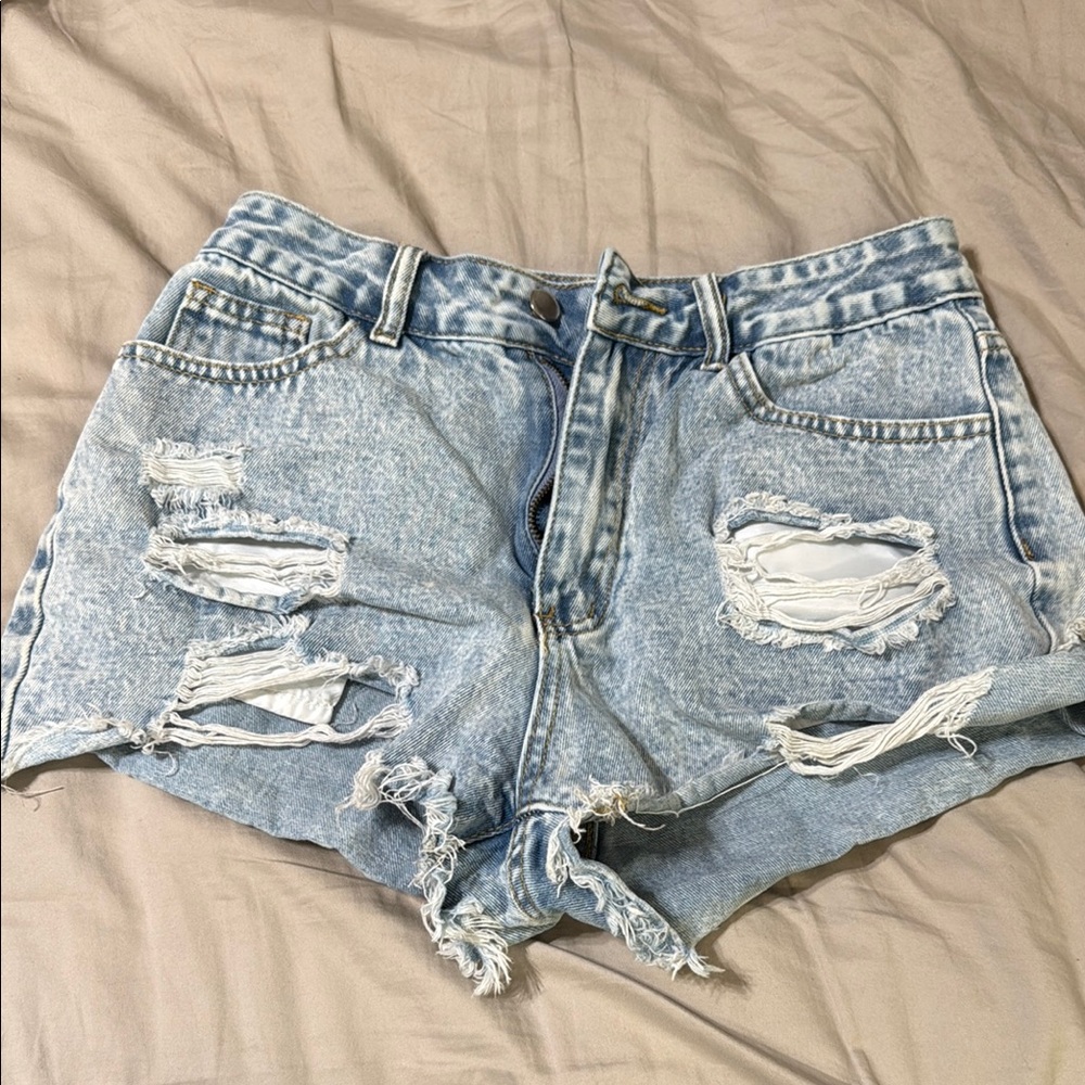 Ripped Denim Shorts